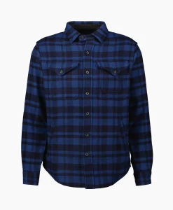 Heren Ralph Lauren Jassen*Overshirt Wool Blend Check Donker Blauw