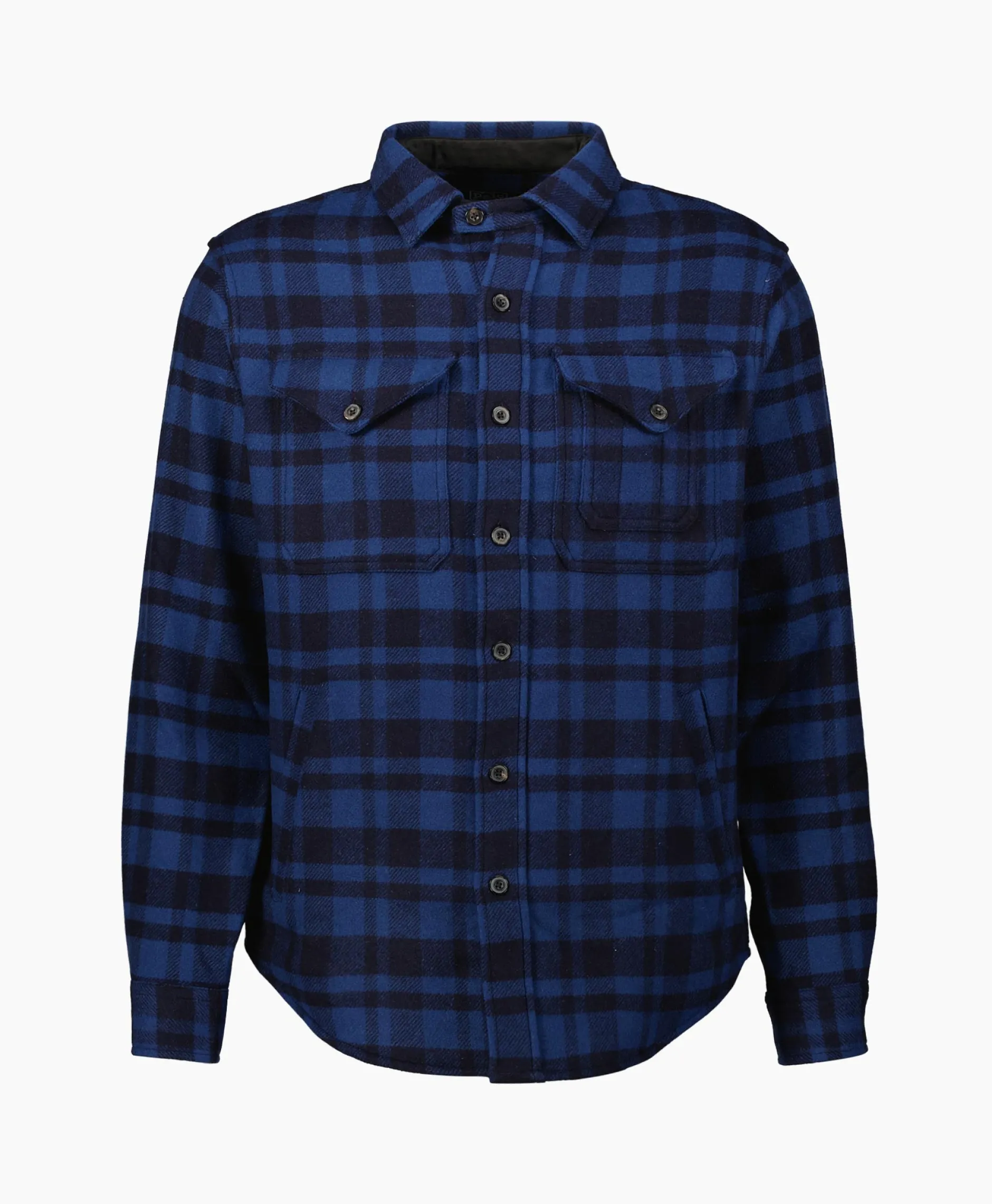 Heren Ralph Lauren Jassen*Overshirt Wool Blend Check Donker Blauw