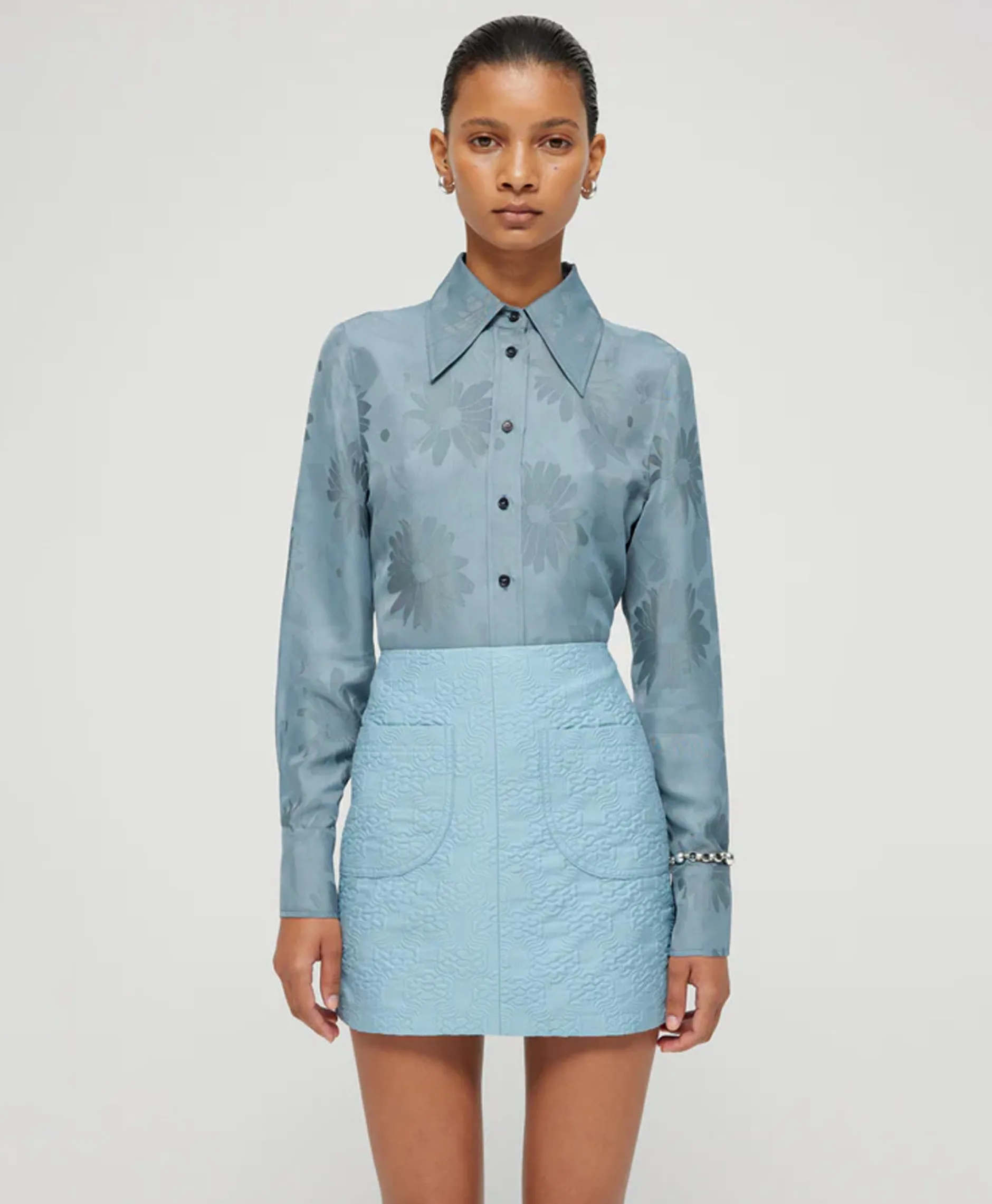 Dames Róhe Rokken*Rohe Minirok Short Jacquard Skirt Blauw