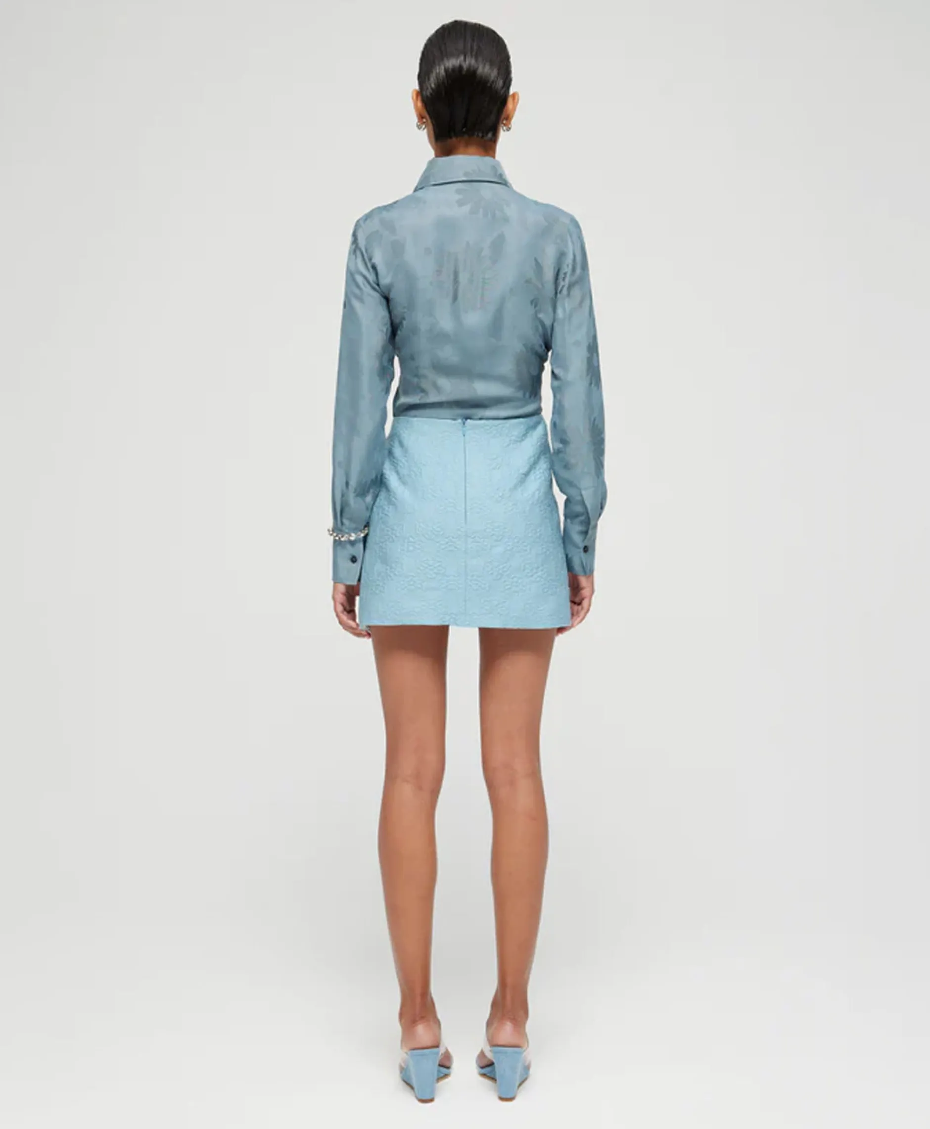 Dames Róhe Rokken*Rohe Minirok Short Jacquard Skirt Blauw