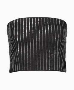 Dames Rotate T-Shirts & Tops*Top Sequin Twill Crop Zwart