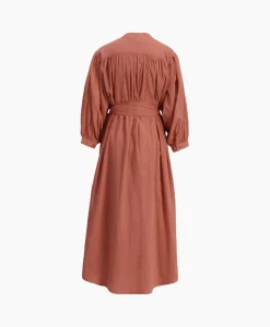 Dames Sea Me Happy Jurken*Maxi Jurk Balloon Long Double Layered Bruin