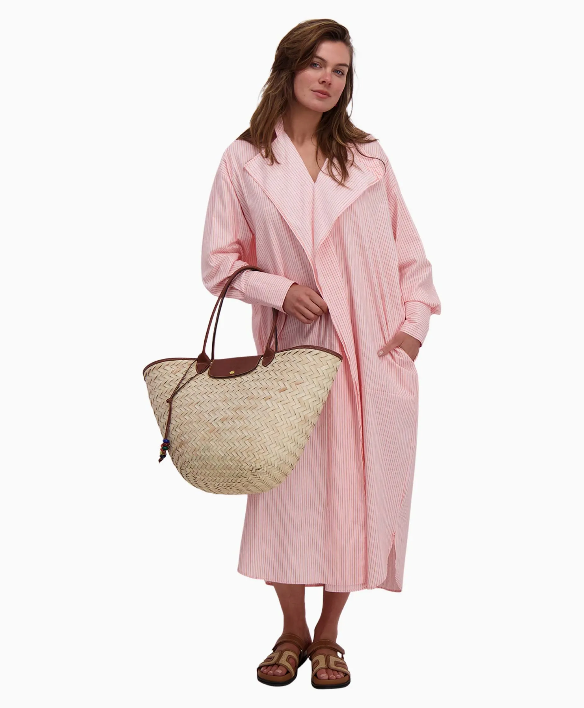 Dames Sea Me Happy Jurken*Maxi Jurk Penelope Woven Striped Rose