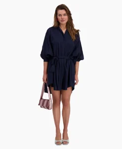 Dames Sea Me Happy Jurken*Mini Jurk Balloon Short Double Layered Donker Blauw