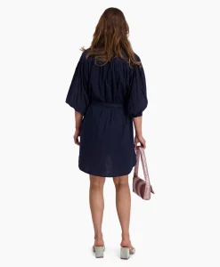 Dames Sea Me Happy Jurken*Mini Jurk Balloon Short Double Layered Donker Blauw