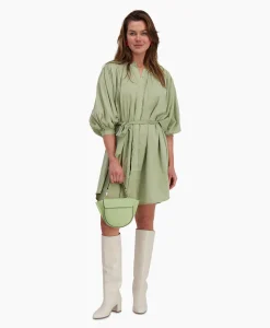 Dames Sea Me Happy Jurken*Mini Jurk Balloon Short Double Layered Licht Groen