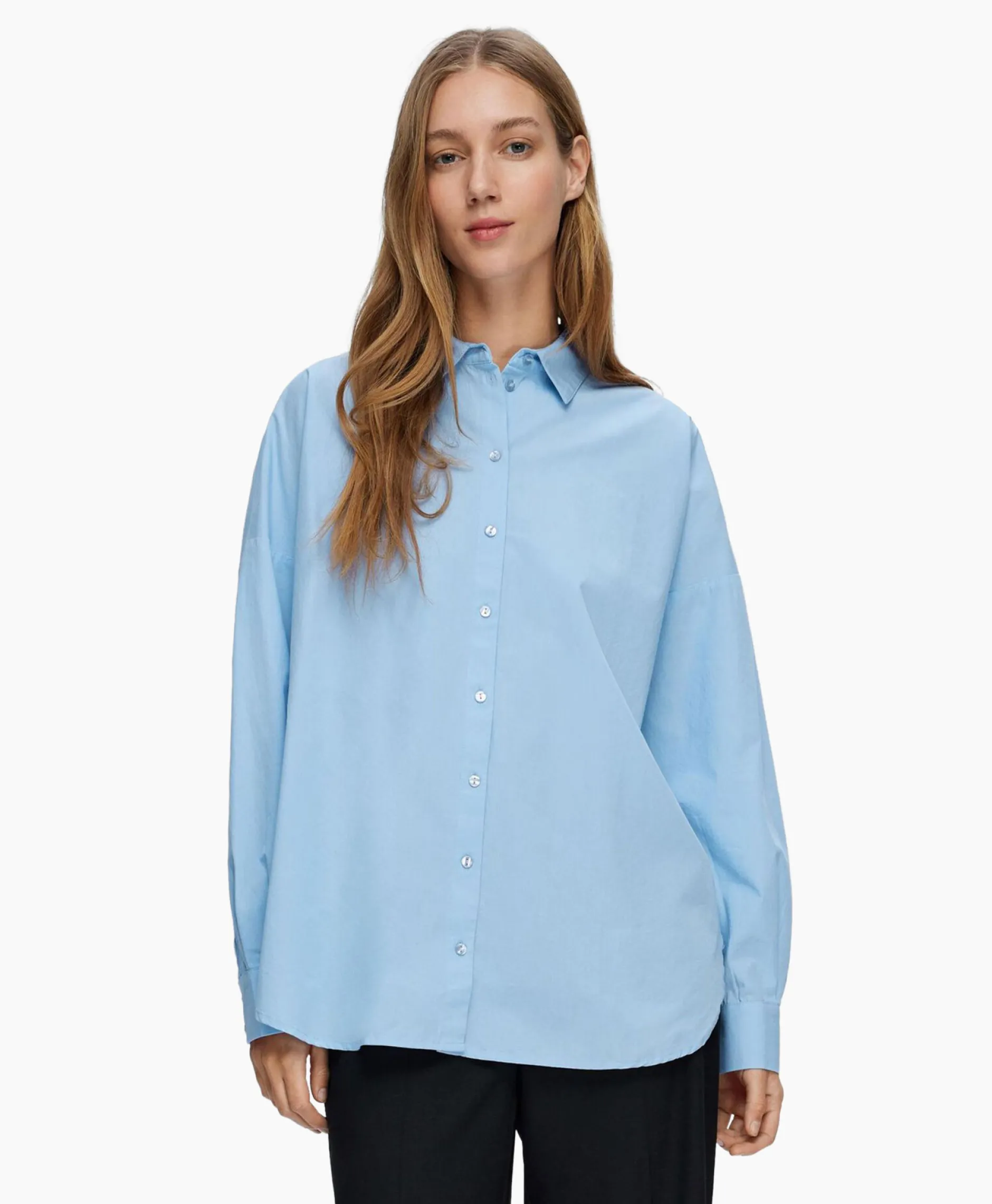 Dames Selected Femme Blouses*Blouse Dina-Sanni Ls Shirt Noos Blauw