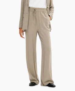 Dames Selected Femme Broeken*Broek Viva-Gulia Mw Long Linen Pant No Licht Grijs