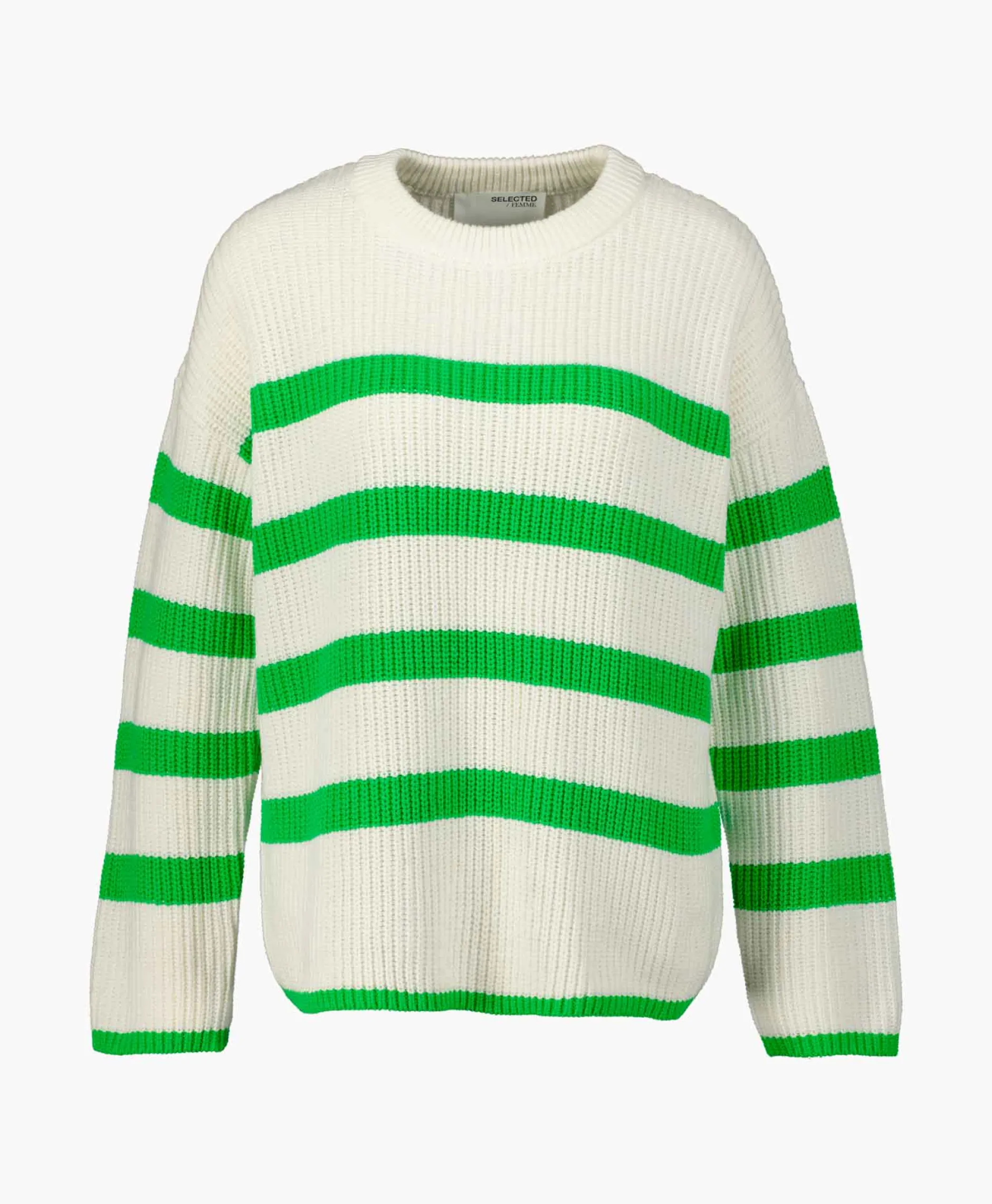 Dames Selected Femme Truien*Gebreide Trui Bloomie Ls Knit O-Neck B Noos Off White