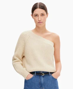 Dames Selected Femme Truien*Gebreide Trui Sedora Ls Knit One Shoulder Off White