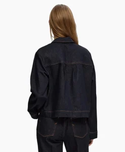 Dames Selected Femme Jassen*Jack Lisa Boxy Denim Jacket D2 Donker Blauw