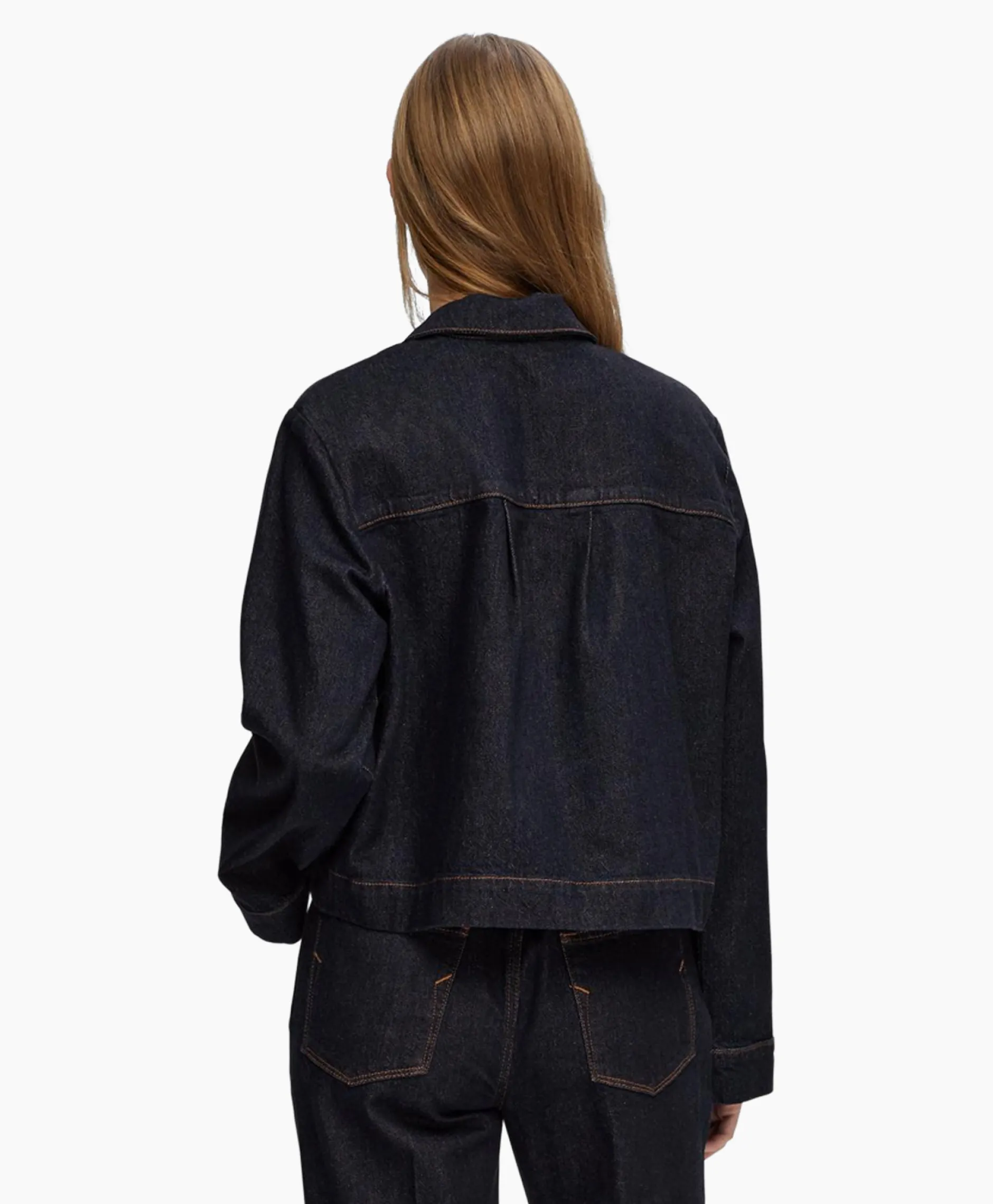 Dames Selected Femme Jassen*Jack Lisa Boxy Denim Jacket D2 Donker Blauw