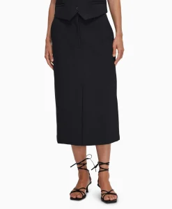 Dames Selected Femme Rokken*Midi Rok Rita Hw Long Skirt Dsm Donker Blauw