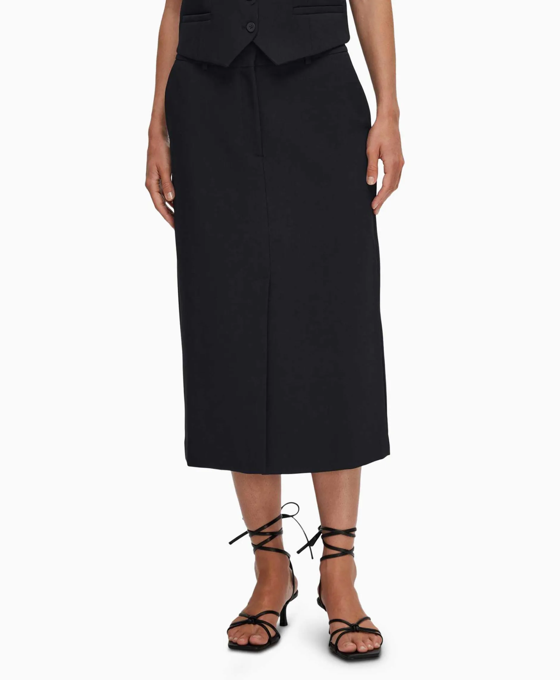 Dames Selected Femme Rokken*Midi Rok Rita Hw Long Skirt Dsm Donker Blauw