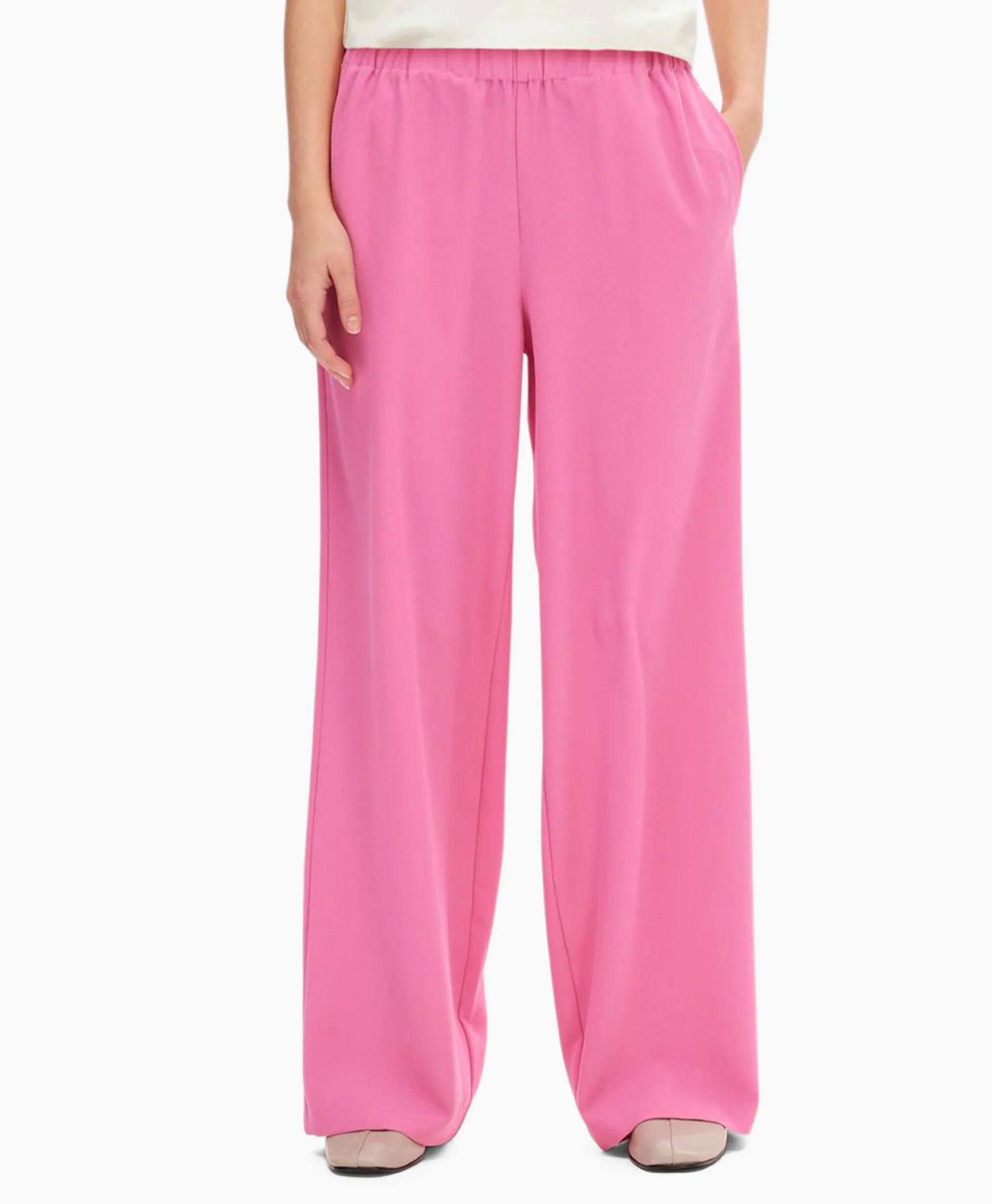 Dames Selected Femme Broeken*Pantalon Tinni-Relaxed Mw Wide Pant N Noo Roze