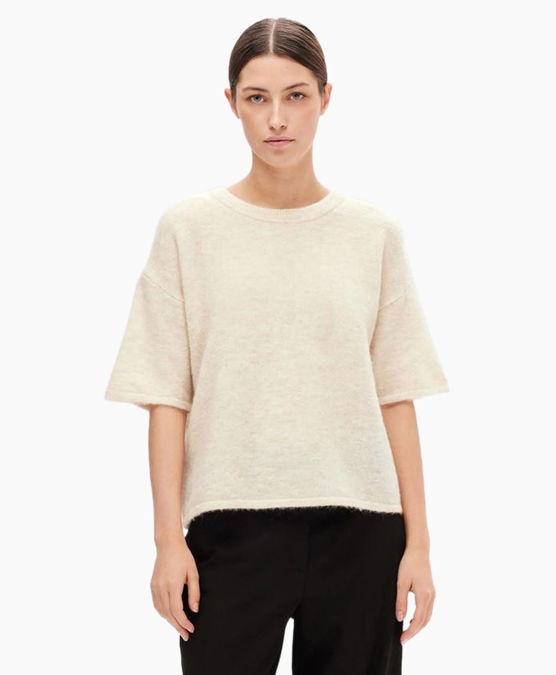 Dames Selected Femme Truien*Pullover Maline-Liliana 2/4 Knit O-Neck N Beige