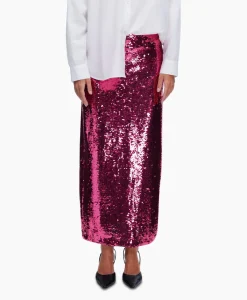 Dames Selected Femme Rokken*Rok Omina Hw Ankle Sequins Skirt B Pink