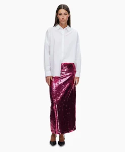Dames Selected Femme Rokken*Rok Omina Hw Ankle Sequins Skirt B Pink