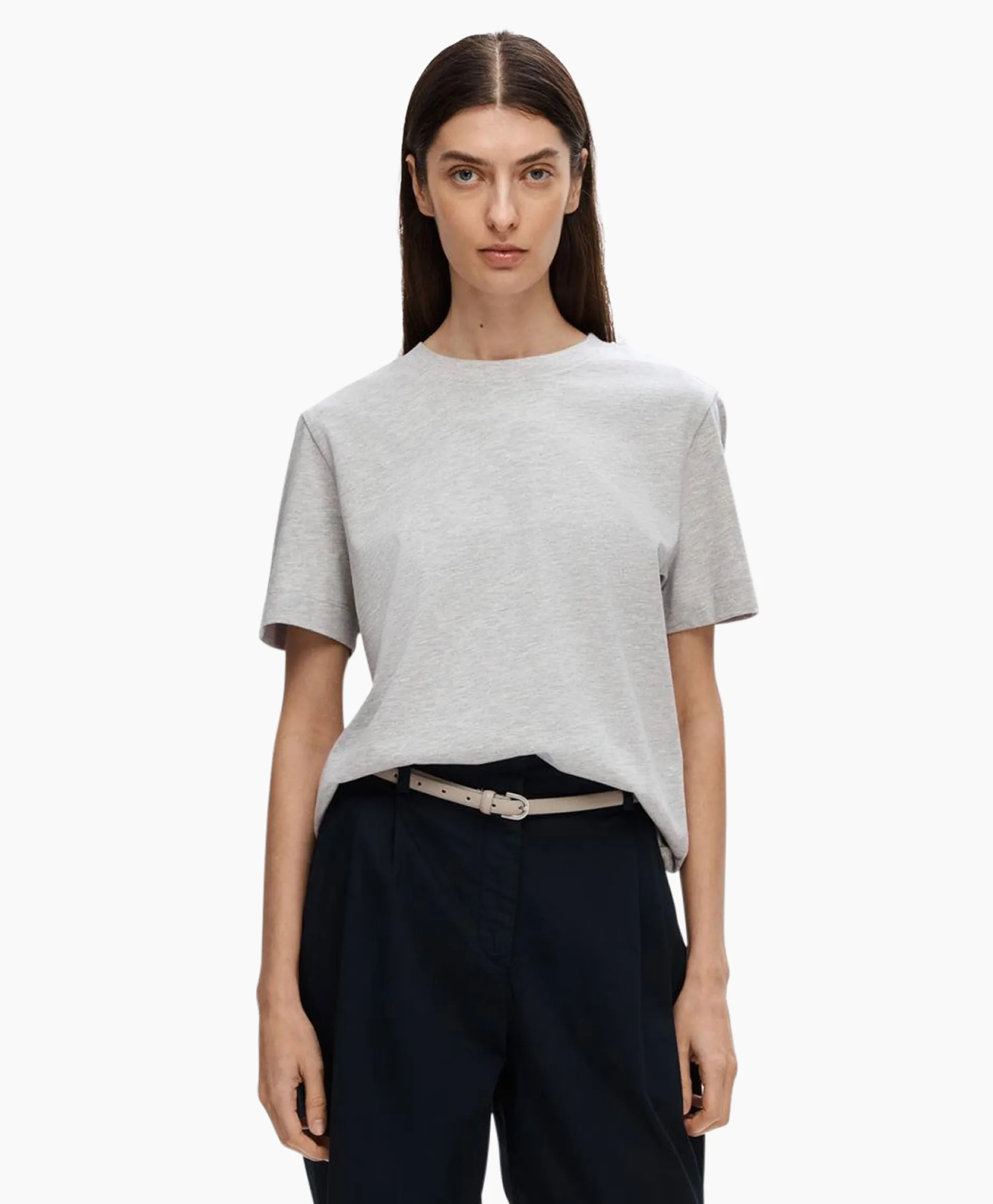 Dames Selected Femme T-Shirts & Tops*T-Shirt Essential Ssboxy Tee Noos Licht Grijs