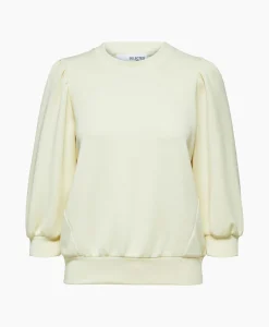 Dames Selected Femme Truien*Sweater Tenny 3/4 Sweat Top Noos Wit