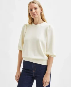 Dames Selected Femme Truien*Sweater Tenny 3/4 Sweat Top Noos Wit