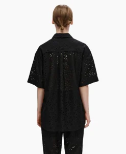 Dames Selected Femme T-Shirts & Tops*T-Shirt Karola 2/4 Oversize Lace Shirt B Zwart