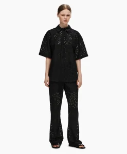 Dames Selected Femme T-Shirts & Tops*T-Shirt Karola 2/4 Oversize Lace Shirt B Zwart