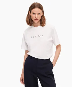 Dames Selected Femme T-Shirts & Tops*T-Shirt Korte Mouw Vilja Ss Printed Tee W Noos Wit