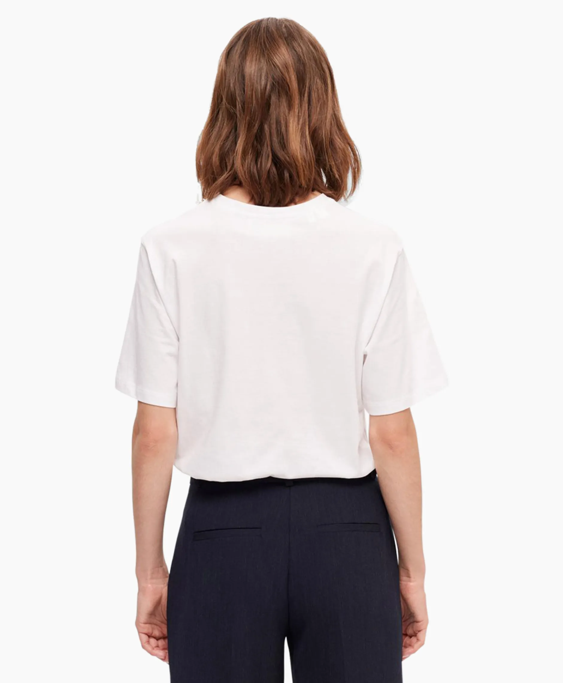 Dames Selected Femme T-Shirts & Tops*T-Shirt Korte Mouw Vilja Ss Printed Tee W Noos Wit