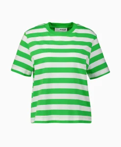 Dames Selected Femme T-Shirts & Tops*T-Shirt Korte Mouw Essential Ss Striped Boxy Tee N Groen