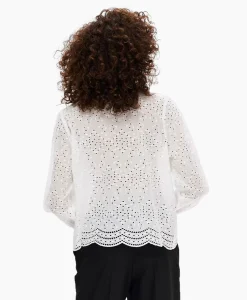 Dames Selected Femme T-Shirts & Tops*T-Shirt Korte Mouw Tatiana L/S Embr Shirt Noos Wit