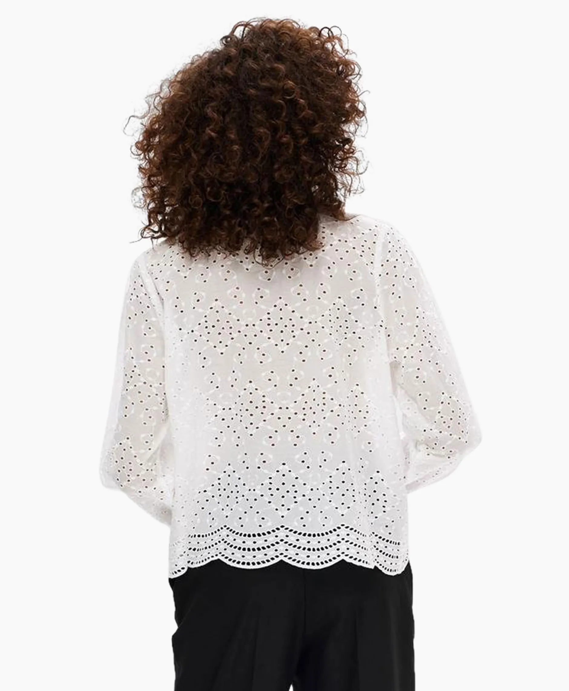 Dames Selected Femme T-Shirts & Tops*T-Shirt Korte Mouw Tatiana L/S Embr Shirt Noos Wit