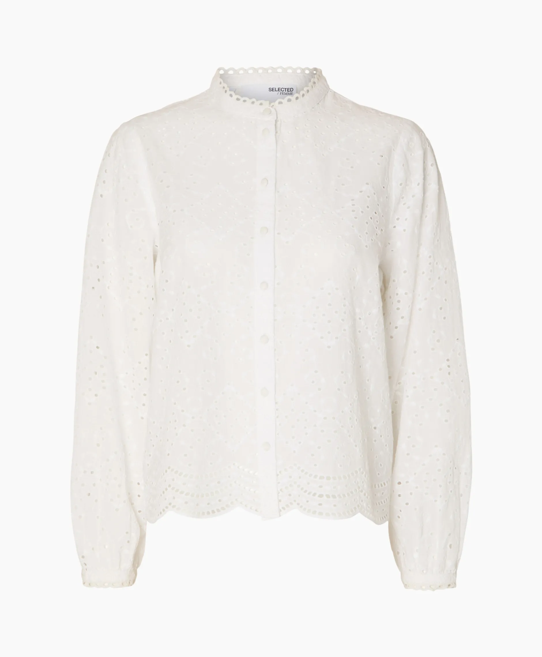 Dames Selected Femme T-Shirts & Tops*T-Shirt Korte Mouw Tatiana L/S Embr Shirt Noos Wit