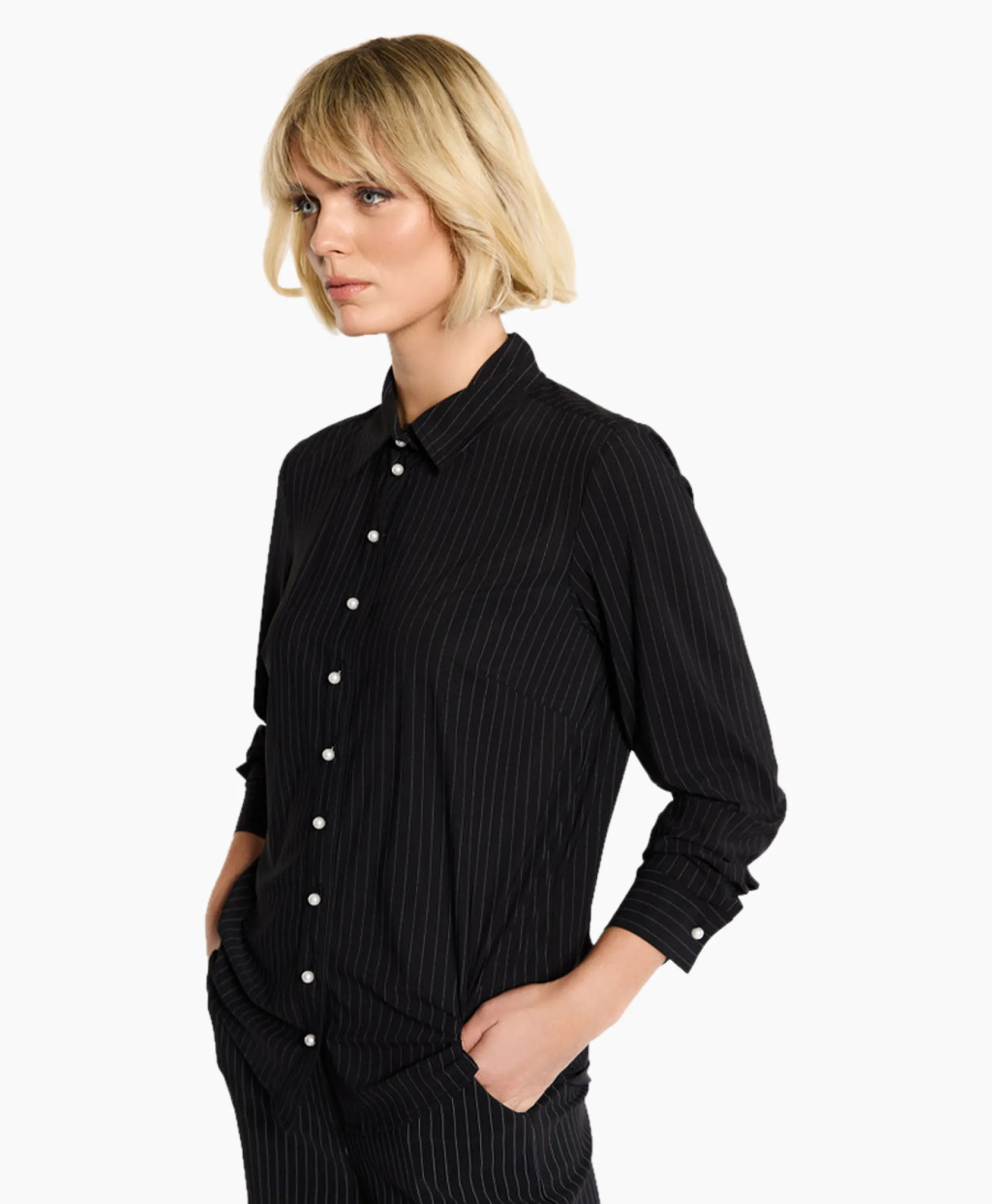 Dames Studio Anneloes Blouses*Blouse Bobby Pearl Pinstripe Zwart Dessin