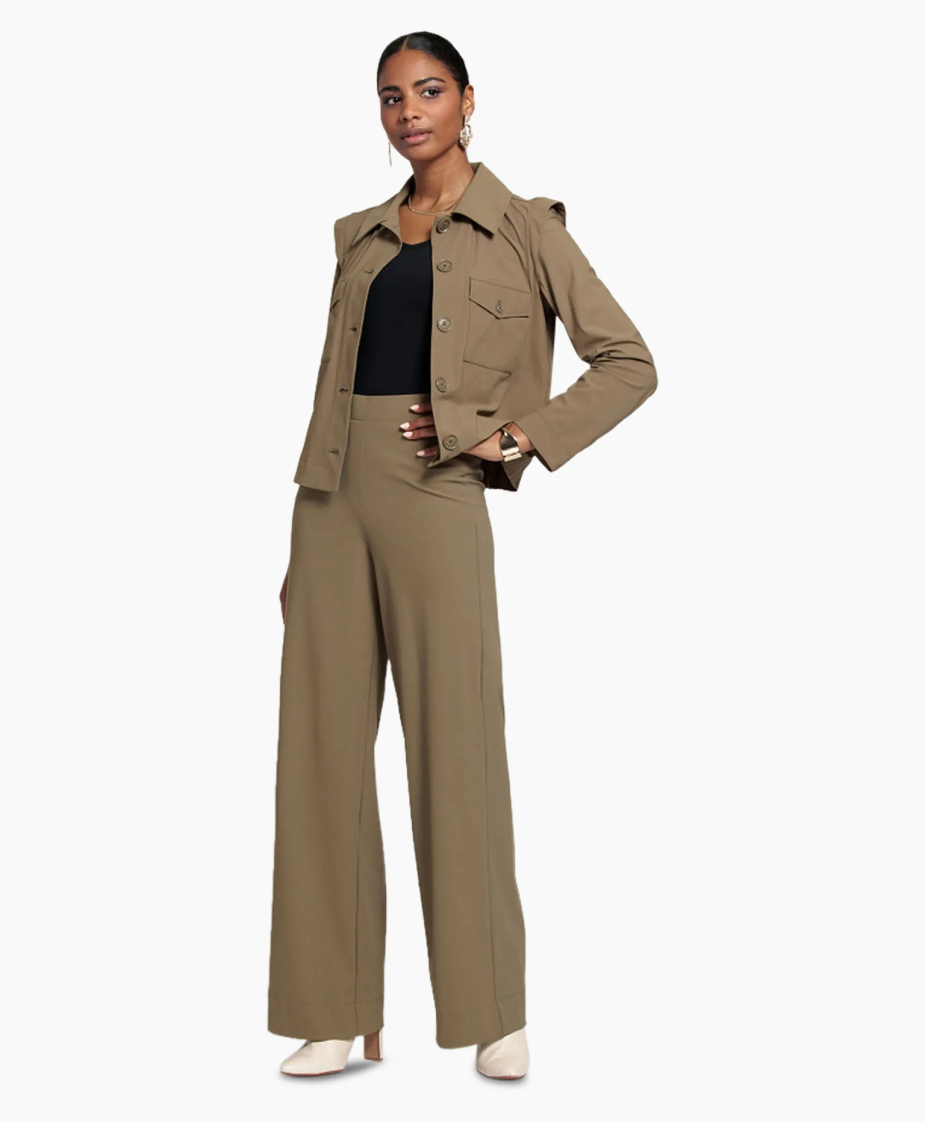 Dames Studio Anneloes Broeken*Broek Alex Bonded Trousers Bruin Dessin