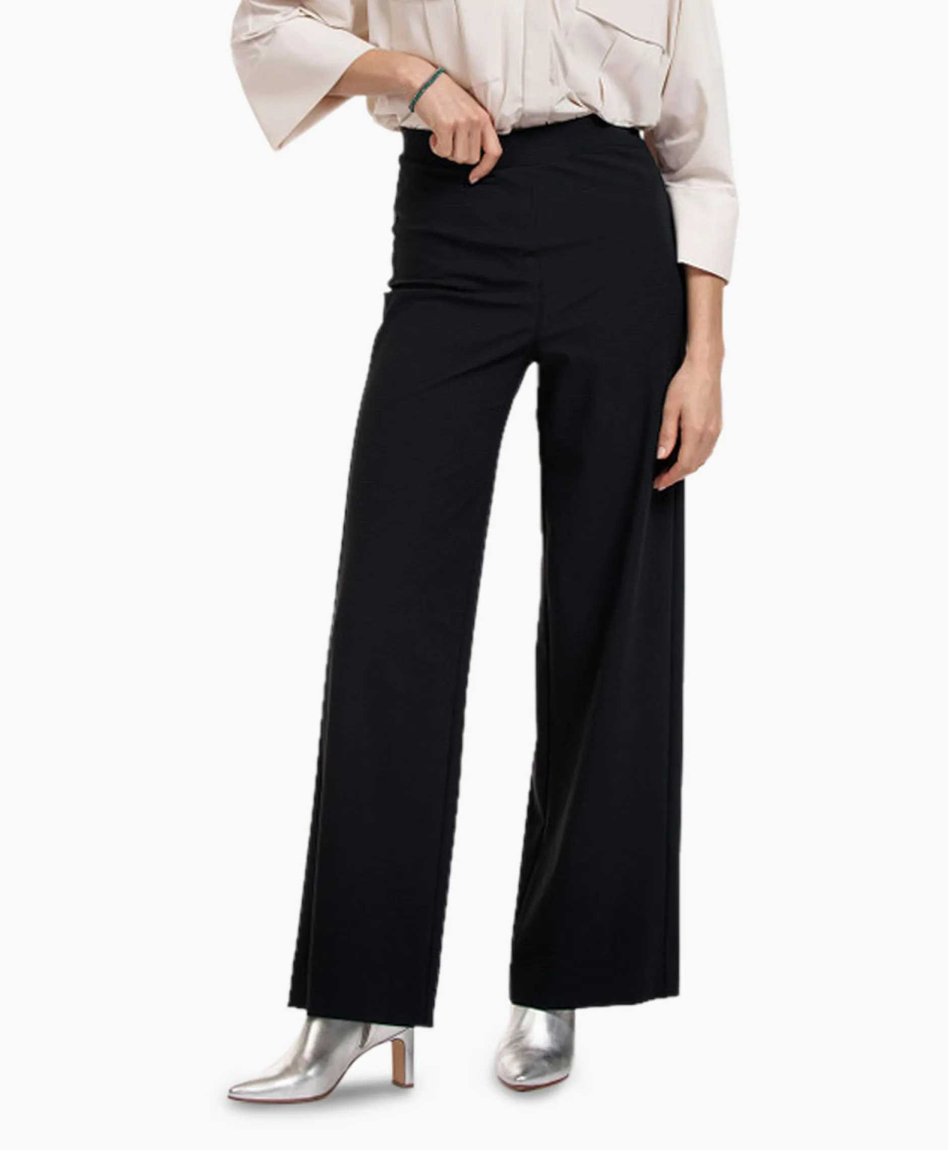 Dames Studio Anneloes Broeken*Broek Alex Bonded Mesh Trousers Zwart Dessin