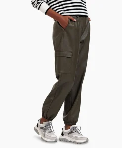 Dames Studio Anneloes Broeken*Broek Evi Leather Cargo Trousers Bruin Dessin