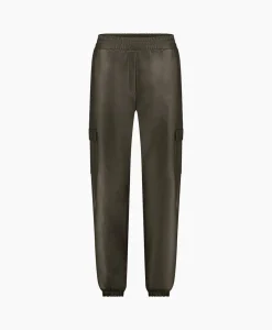 Dames Studio Anneloes Broeken*Broek Evi Leather Cargo Trousers Bruin Dessin