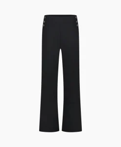 Dames Studio Anneloes Broeken*Broek Jessy Bonded Button Trousers Zwart Dessin