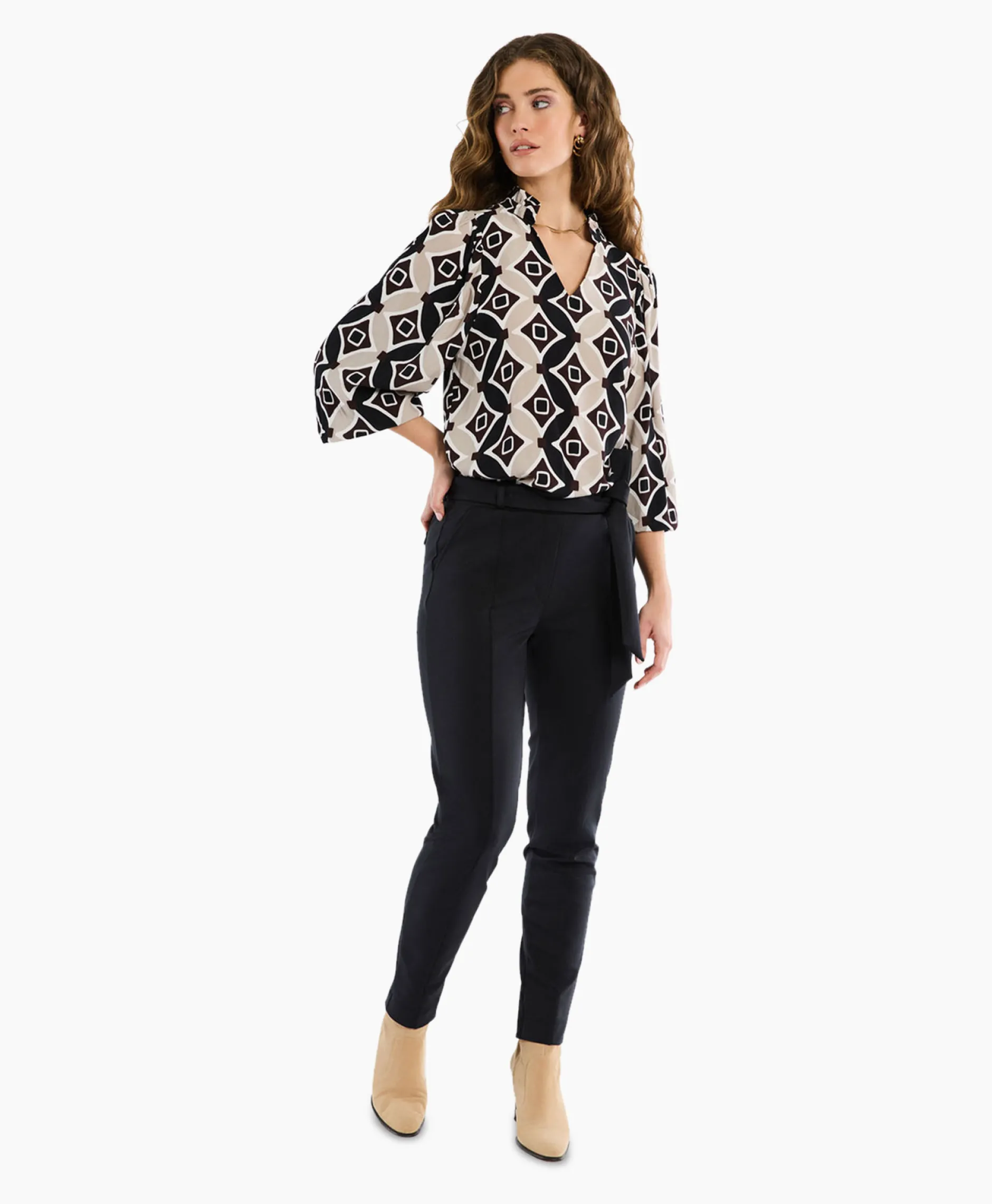 Dames Studio Anneloes Broeken*Broek Katlyn Shiny Bnd Trousers Zwart