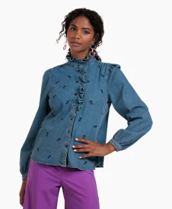 Dames Studio Anneloes Blouses*Broek Lola Embroidery Denim Blouse Jeans
