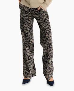 Dames Studio Anneloes Broeken*Broek Marilon Flower Trousers Zand