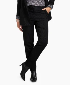 Dames Studio Anneloes Broeken*Broek Mira Ornament Jacquard Trousers Zwart