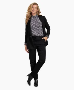 Dames Studio Anneloes Broeken*Broek Mira Ornament Jacquard Trousers Zwart