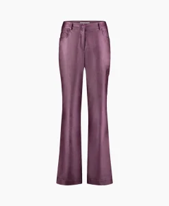 Dames Studio Anneloes Broeken*Broek Selina Metallic Leather Trousers Paars