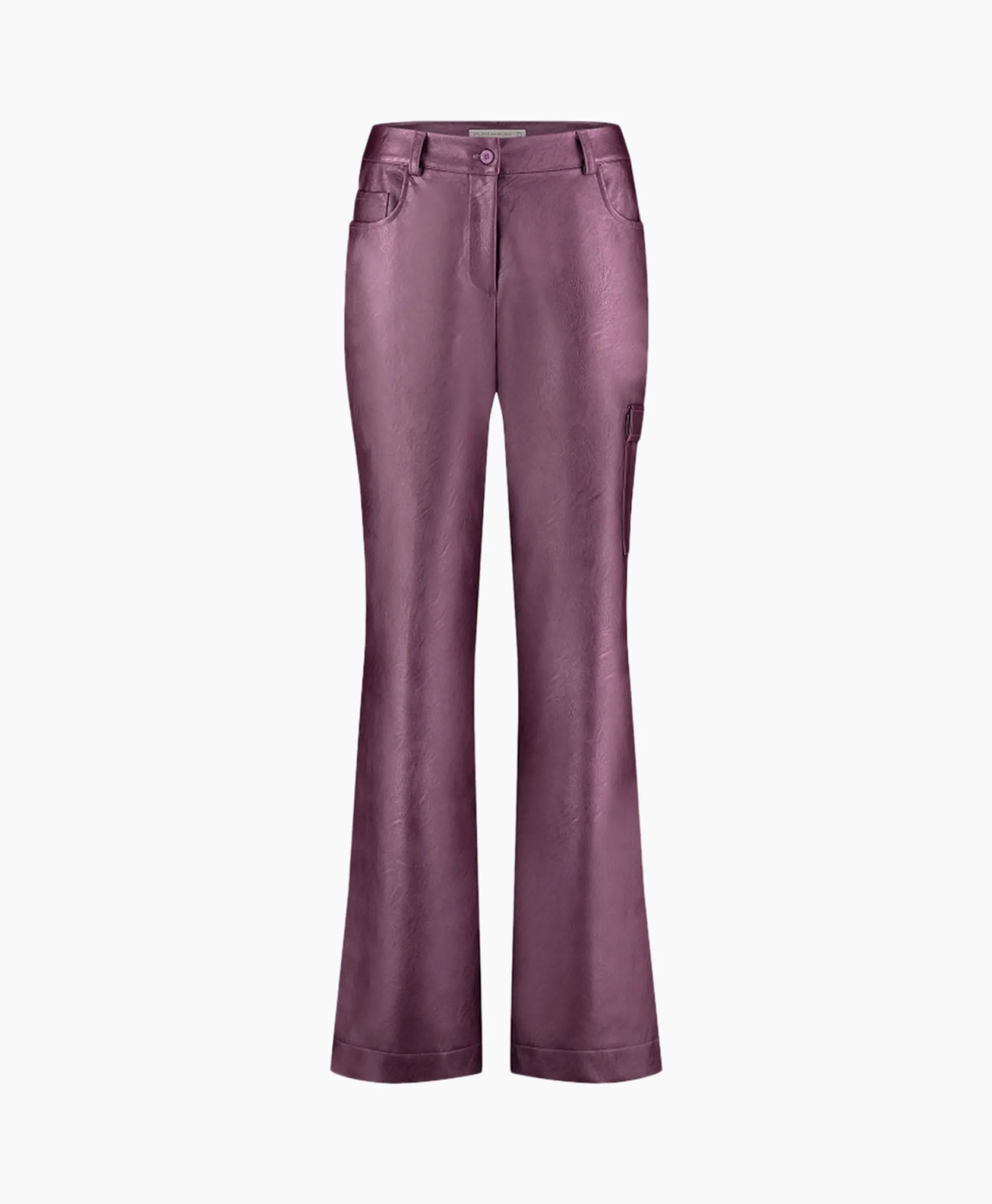 Dames Studio Anneloes Broeken*Broek Selina Metallic Leather Trousers Paars