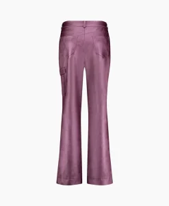 Dames Studio Anneloes Broeken*Broek Selina Metallic Leather Trousers Paars