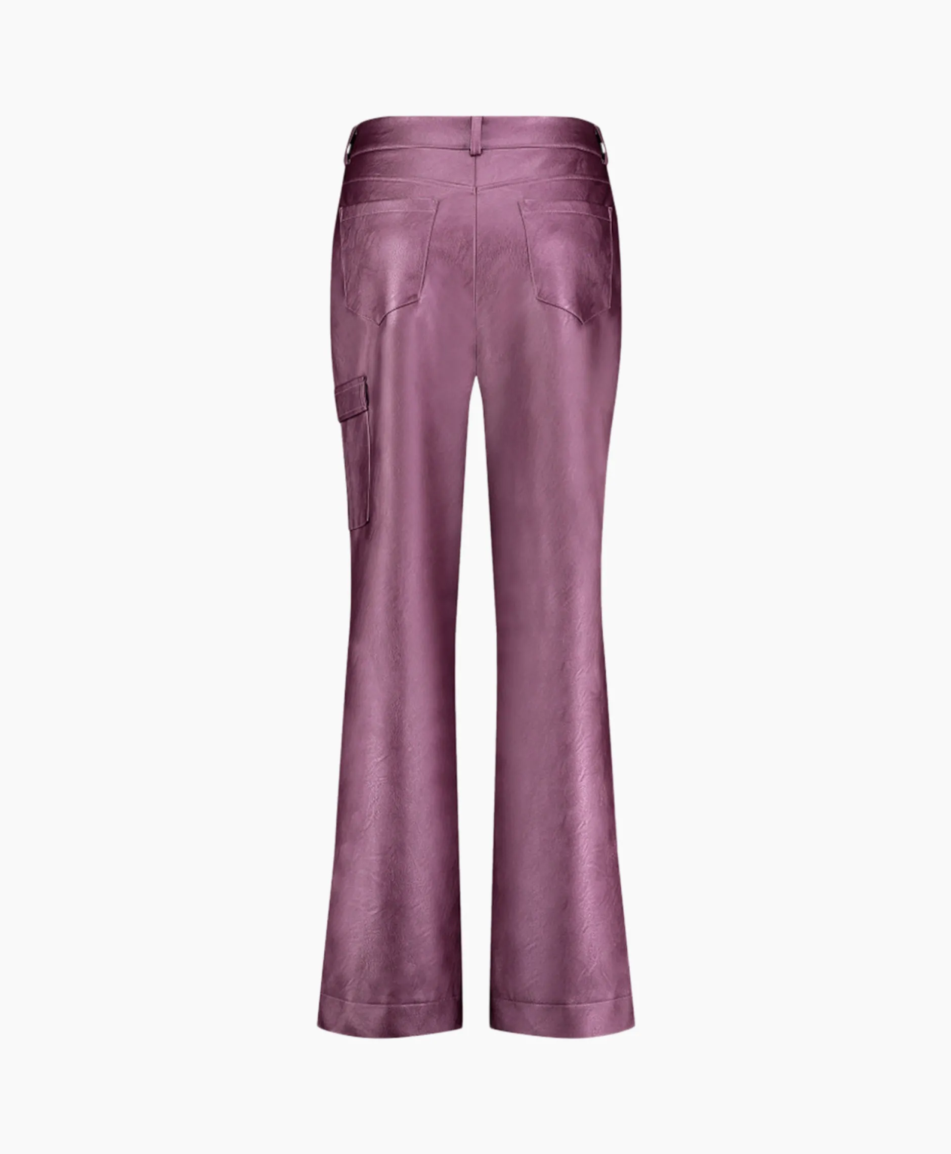 Dames Studio Anneloes Broeken*Broek Selina Metallic Leather Trousers Paars
