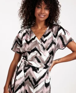 Dames Studio Anneloes Jurken*Jurk Juno Satin Wrap Dress Ecru