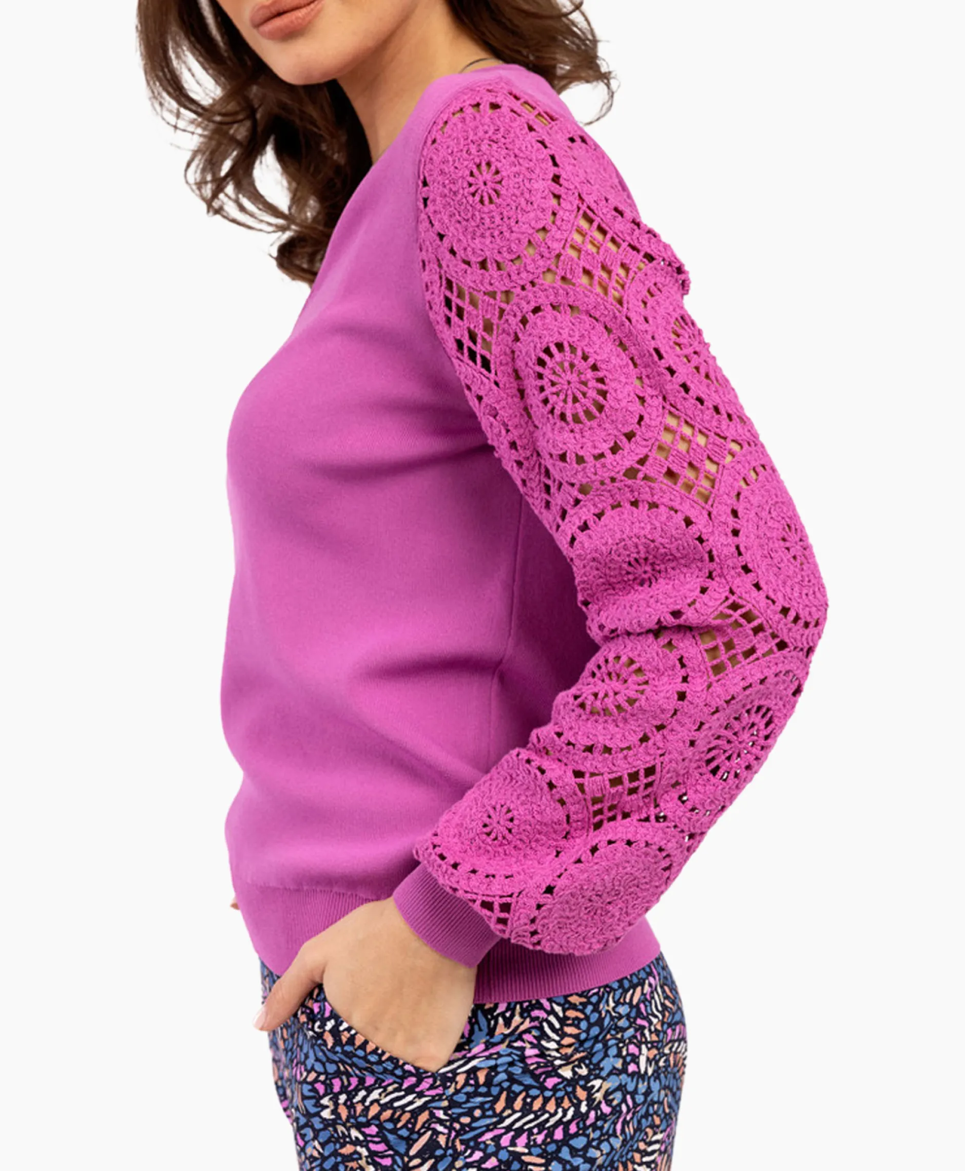Dames Studio Anneloes Truien*Pullover Dinah Crochet Roze